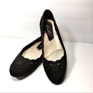 Earthies LINDI Black Suede Perforated Flats 5.5B